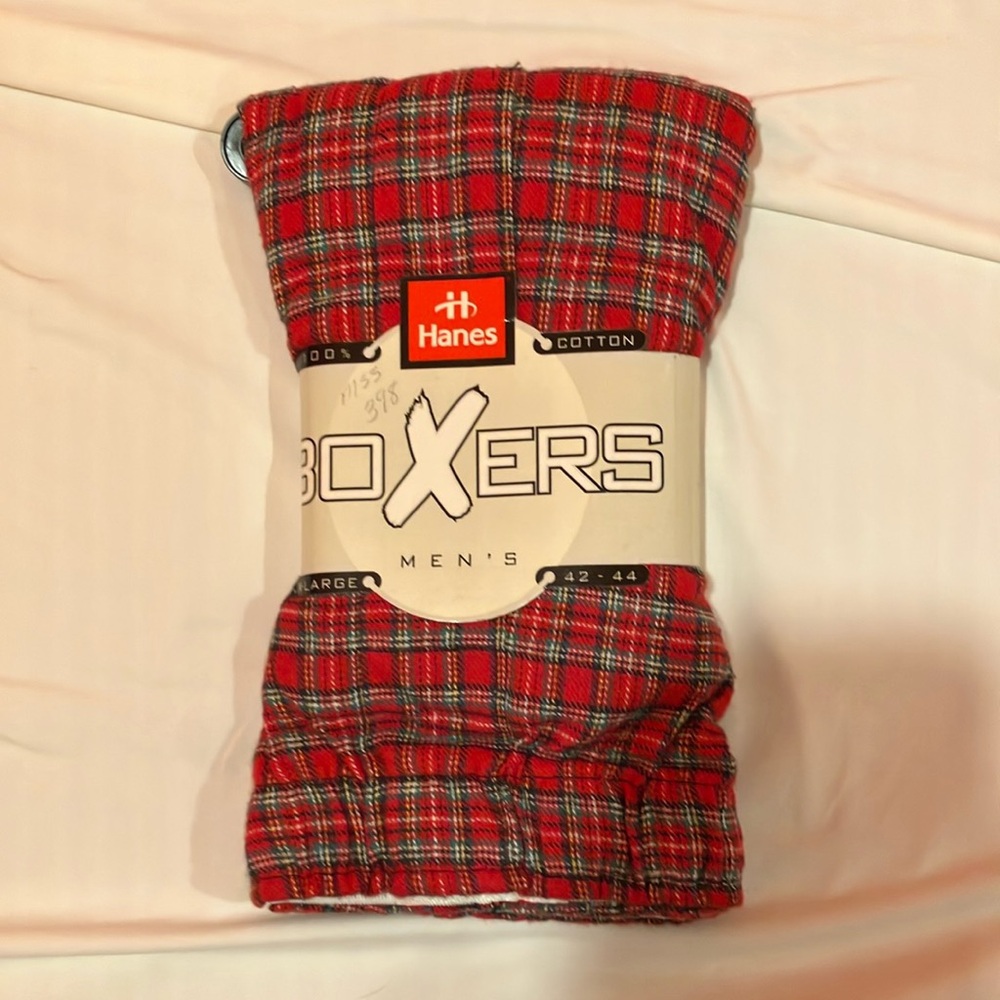 Hanes Vintage Men's Red Plaid Cotton Boxers